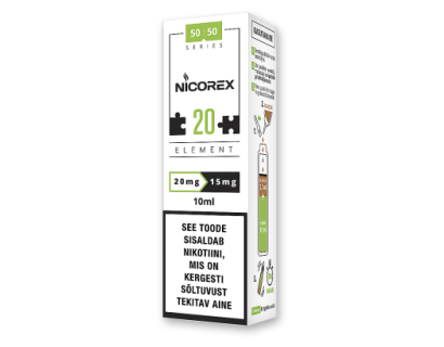 E-liquid  NICOREX ELEMENT  50VG/50PG  20mg -> 15mg